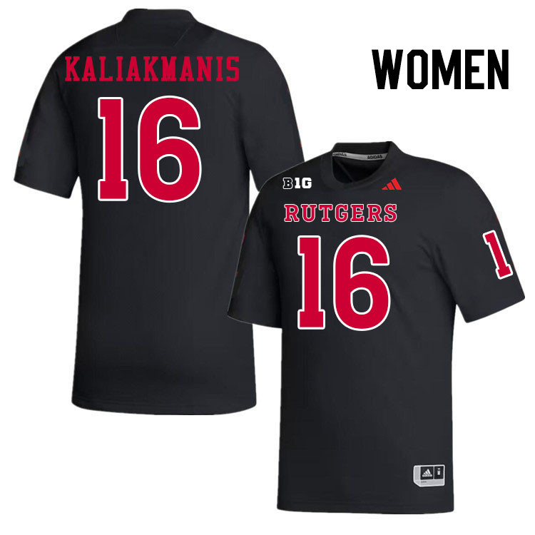 Women #16 Athan Kaliakmanis Rutgers Scarlet Knights 2024 College Football Jerseys Stitched-Black